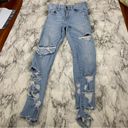 American Eagle Hi Rise Jegging Distressed Light Wash Denim Skinny Jeans size 6 Photo 3