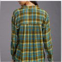 Pilcro Anthopologie  Relaxed Button Down Shirt Green Motif Plaid SIZE M Photo 2