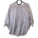 Ellison  Womens Top Size Medium Blue Striped V-Neck Blouse Front Tie Knot Photo 5