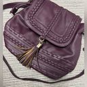 JustFab Colby Shoulder/CrossBody Bag Purse Plum purple faux leather braided detail Photo 6