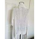 DKNY  White Open Weave 100% Cotton Cardigan Elbow Length Sleeves Front Drape M/L Photo 1