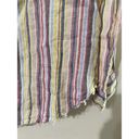 Elan  Lagenlook Boho Frayed Top Womens‎ Small 100% Linen Striped Popover Photo 4