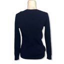 kim rogers NWOT Navy Blue Cable Knit Crewneck Sweater Top New Photo 2