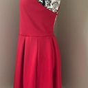 Soprano  Women's V Neck Spaghetti Strap Red Fit to Flare Pleat Dress Size L. Photo 2