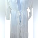 SheIn  White Sheer Long Ruffle Accent Bridal Robe or Beach Cover Up Size Large Photo 2