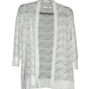 Cyrus  White Laser Cut Crochet Detail Casual Basic Open Front Cardigan Medium Photo 0