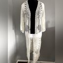 Rebellion Beautiful sheer Lace Embroidered Kimono Duster Swim Coverup Boho Western Small Photo 1