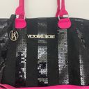 Victoria's Secret Victoria’s Secret sequin bling pink and black large tote weekender bag Photo 1