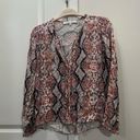 Lovers + Friends  White Snakeskin Keyhole Blouse Size Large $128 Photo 1