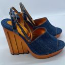 Christian Louboutin Mira Colunata 120 Denim Platform Wedge Sandal Heels 39 Photo 9