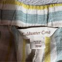 Coldwater Creek  Yellow Cream Blue Vertical Stripe 100% Linen Pull On Summer Pant Photo 3