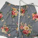 Ralph Lauren  Vintage High-Rise Cuffed Shorts in Blue Linen Pink Floral Size 16 Photo 7