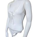 Me to We  White Lace Up Front Sleeveless Bodysuit (S) Photo 0