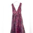 Lulus Lulu’s Garden Romance Magenta Floral Print Organza Maxi Dress Pink Purple XS Photo 4