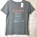 Nine West  Womens Short Sleeve Crewneck Teacher Inspiration Gray Graphic Tee Sz M Photo 8