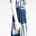 Crown & Ivy  Blue & White Tie Due Surplice Flutter Sleeve Midi Dress Size Medium Photo 3