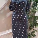 ASOS  Women's Black White Polka Dot Off The Shoulder Midi Length Dress Size 10 Photo 0