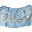 Sans Souci  Baby Blue Embroidered Lace Tube Top Medium Photo 1