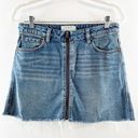 Free People  High Waisted Frayed Hem Zip It Up Denim Mini Skirt Blue 28 / 6 Photo 5