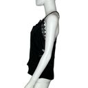 AQUA  Women's Black Lace Trimmed V-Neck Lightweight Halter Lacey T-Back Tank sz S Photo 1