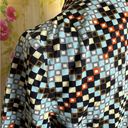 Vintage Blue  and Brown Checkered Pattern Dress Photo 6