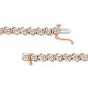 Brilliance Haus of  14K Rose Gold 925 Silver Diamond S Link Tennis Bracelet 7" Photo 2