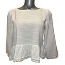 Petal and Pup  100% Linen 3/4 Sleeve Lace Hem Top Size 8 Photo 0