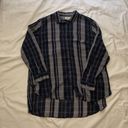 Lou & grey  Size M Button Down Tunic Length Top Purple Plaid Shirt Long Sleeve Photo 5