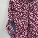 Tommy Hilfiger Floral printed Top 1/2-zip Red White Blue Tab Sleeve size medium Photo 6