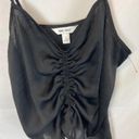 Nine West  Ruched Center Satin Tank black Size Small Photo 3