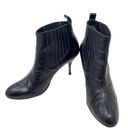 Brian Atwood  Vernice Vogue Heeled Booties in Black Leather Size 38.5 Photo 1