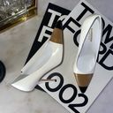 Burberry  Annalise Mixed-Media Cap-Toe Pumps in Optic White in Multi Photo 3