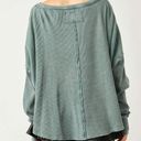 Free People NEW! We The  Microphone Drop Thermal Tee Long Sleeve LARGE Blue Green Photo 9