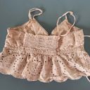 Aerie  pink top womens, cropped spaghetti strap lacey size S Photo 1