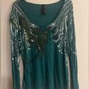 Seven7  Women’s Green Sequin Detail Scoop Neck Long Sleeve Top Plus Size 18/20 Photo 0