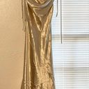 Boutique Gold Satin Asymmetrical Hem Dress Photo 2