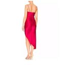 Cinq à Sept Cinq a Sept Emila Ruched Crystal Silk Satin Hi/Low Mid Dress Rhinestone Trim A16 Photo 6