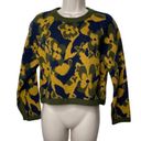 Ramy Brook  Sandi Floral Blue and Gold Crop Sweater sz M Photo 0