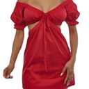 The Vintage Shop  Red Off The Shoulder Side Cut Out Mini Dress S Photo 1