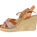 Talbots  Size 9 Sandals Orange Open Toe Ankle Strap Wedge Espadrille Shoes Photo 5