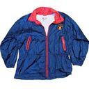 Vintage 90’s Windbreaker Track Jacket Active Stuff English Crest Blue and Red Photo 0