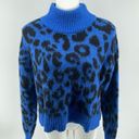 Sweaty Betty  Women’s Jacquard Electric Blue Leopard Print Mohair Sweater Small Photo 3