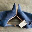 ZARA  Leather Navy Blue Pom Pom Detail Heel Ankle Boots Size 9.5 Photo 5