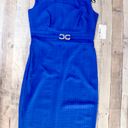 Enfocus Studio NWT s Bodycon Blue Textured Belted Wedding Party Dress sz 6 Photo 3