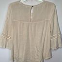 love on a hanger  Women's Bell Sleeve Boho Rayon Lace Blouse Cream Medium Photo 5