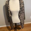 kim rogers  Animal Print Cotton Open Front Cardigan Sweater Tan Black 1X Plus Photo 3