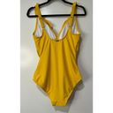 DKNY  Ruffle Plunge Underwire Tummy Control One Piece Yellow Swimsuit Size 10 NWT Photo 6