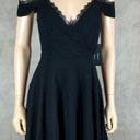 Lulus Black Chiffon Mini Dress Off The Shoulder Surplice Cocktail Dress NWT XS Photo 0