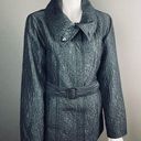 Anne Klein  Black Jacket / Coat Medium Jacquard belted trench turtleneck collar Photo 0