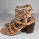 Betsey Johnson BETSEYVILLE Naveah Gold Studded Tan Gladiator Block Heeled Sandals Size 9 Photo 1